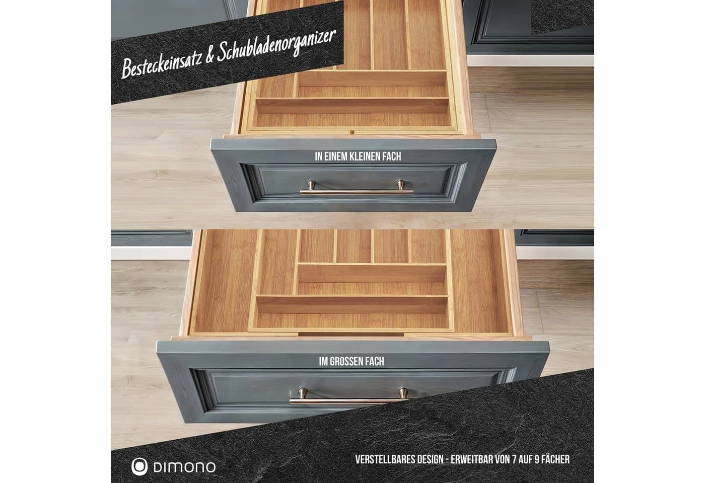 Dimono Flexibler Besteckeinsatz – Ausziehbarer Schubladen-Organizer - Bild 4