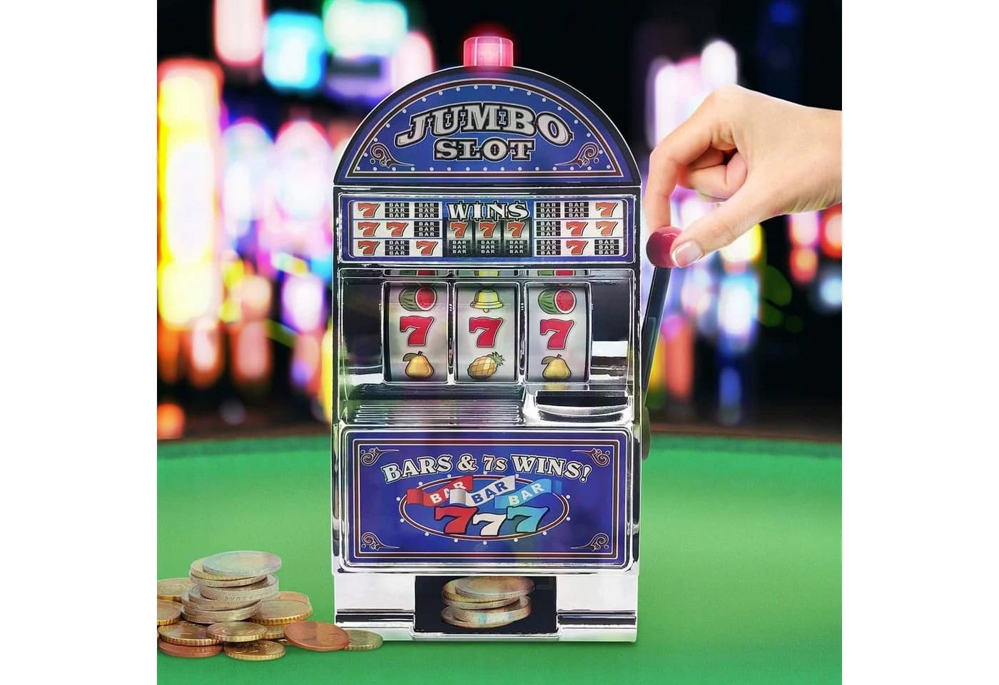 Goods+Gadgets Spardose Einarmiger Bandit Slot Machine Rot/Gold mit Licht & Sound