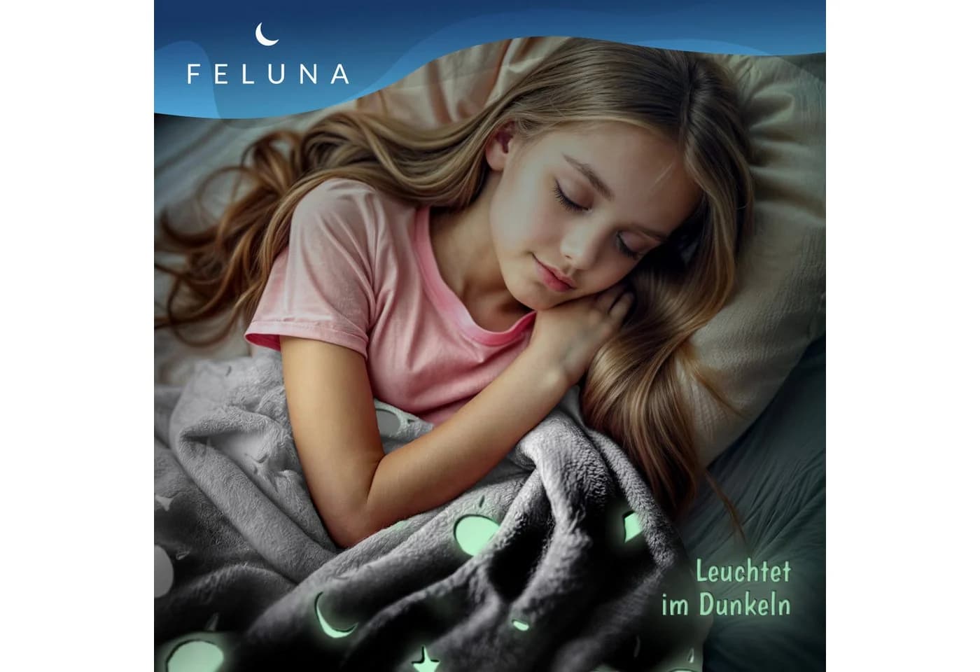 Feluna Wohndecke Im Dunkeln Leuchtend Sternen-Muster Mikrofaser Kinder