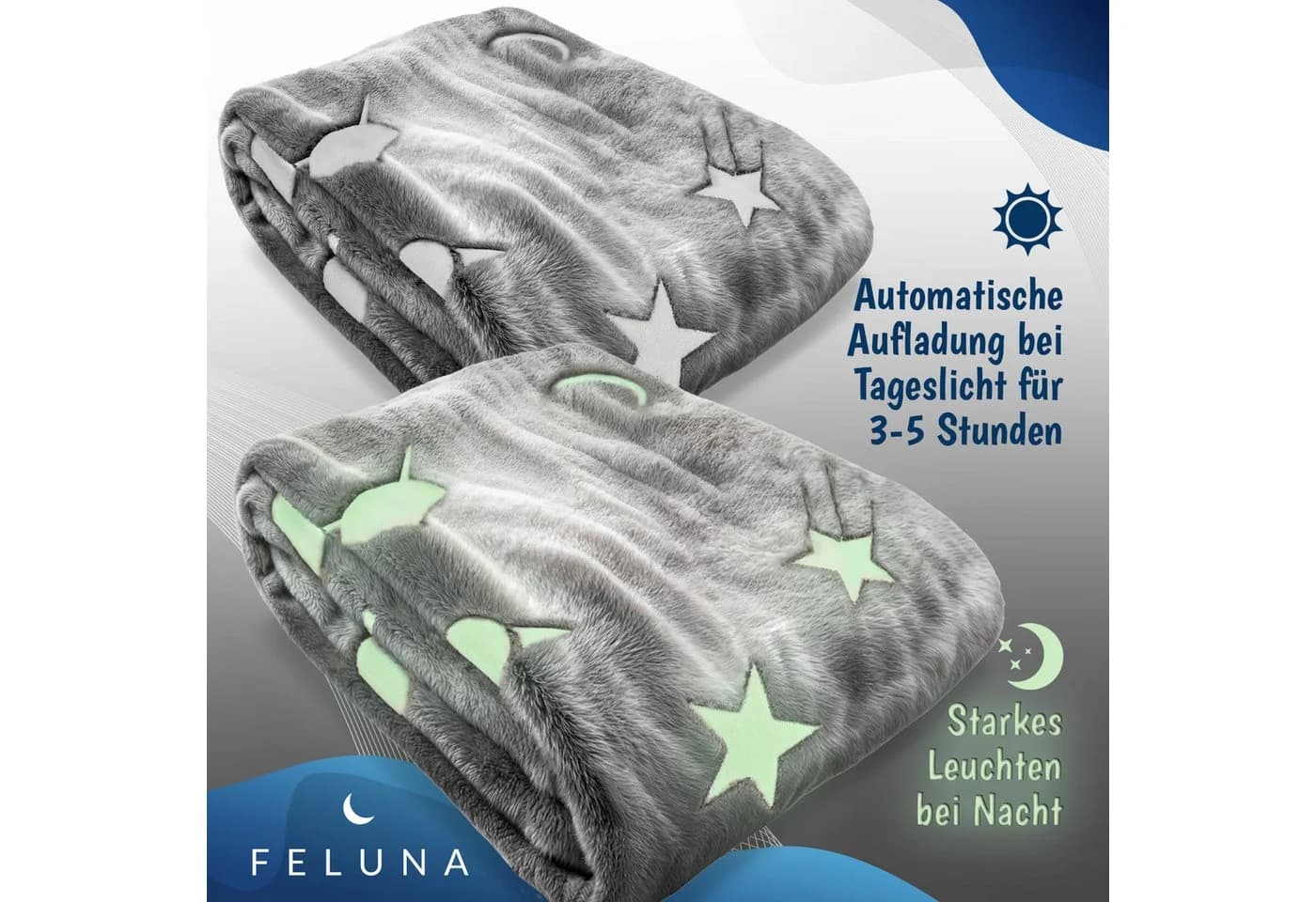 Feluna Wohndecke Im Dunkeln Leuchtend Sternen-Muster Mikrofaser Kinder - Bild 3