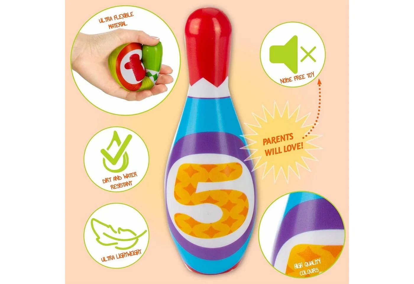All Kids United Kinder Bowling Set XXL – Outdoor-Spielzeug mit Bällen - Bild 4