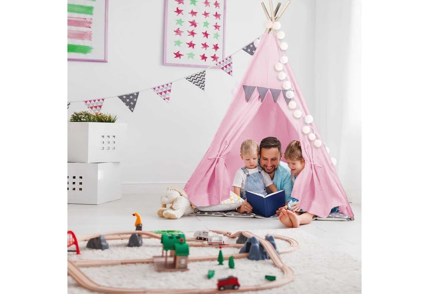 all Kids United Tipi-Zelt Rosa mit Fenster und Tür - Bild 3