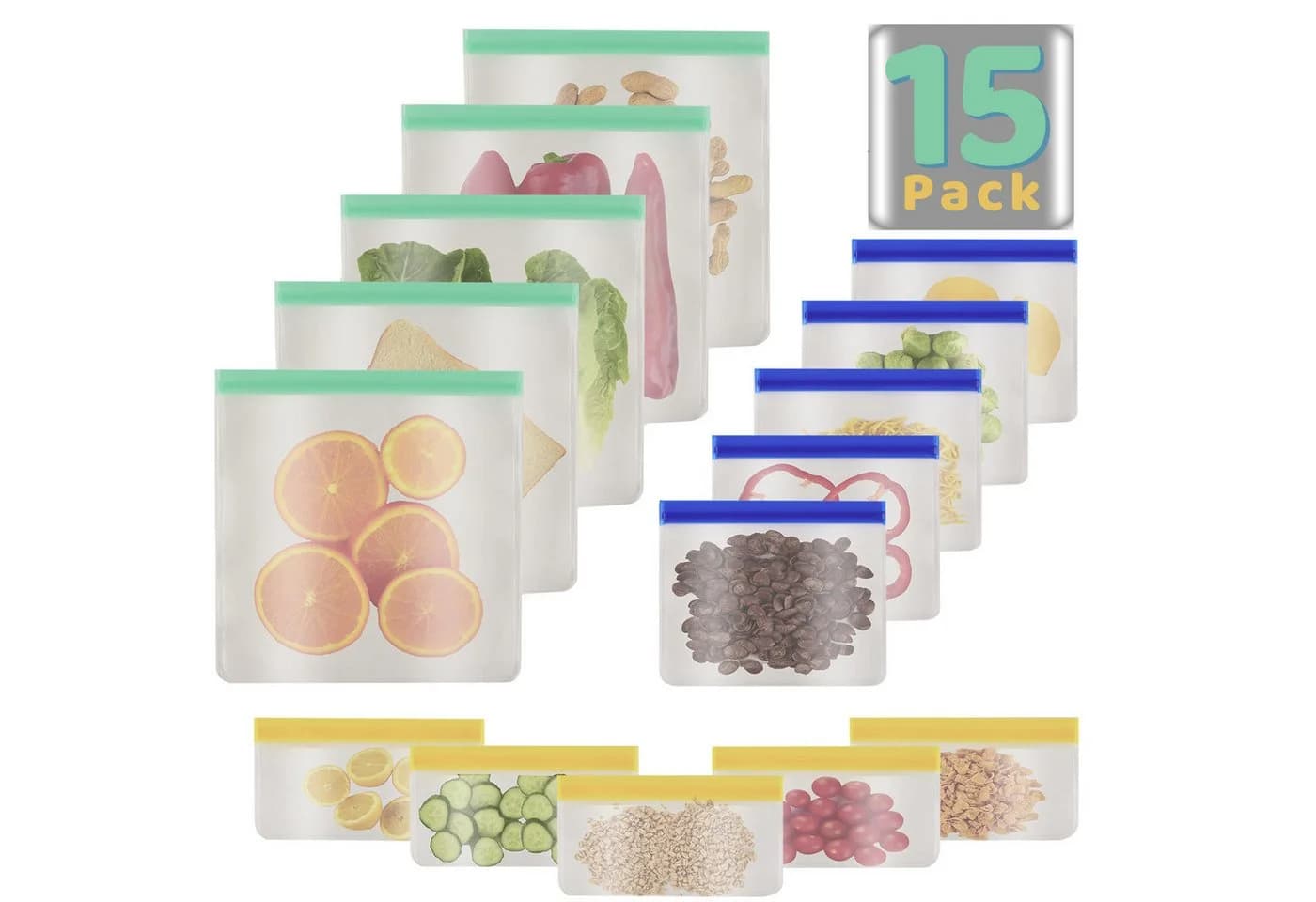 Dimono Silikon Gemüsebeutel 3er Set – Wiederverwendbare Vorratsbeutel BPA-frei - Bild 2