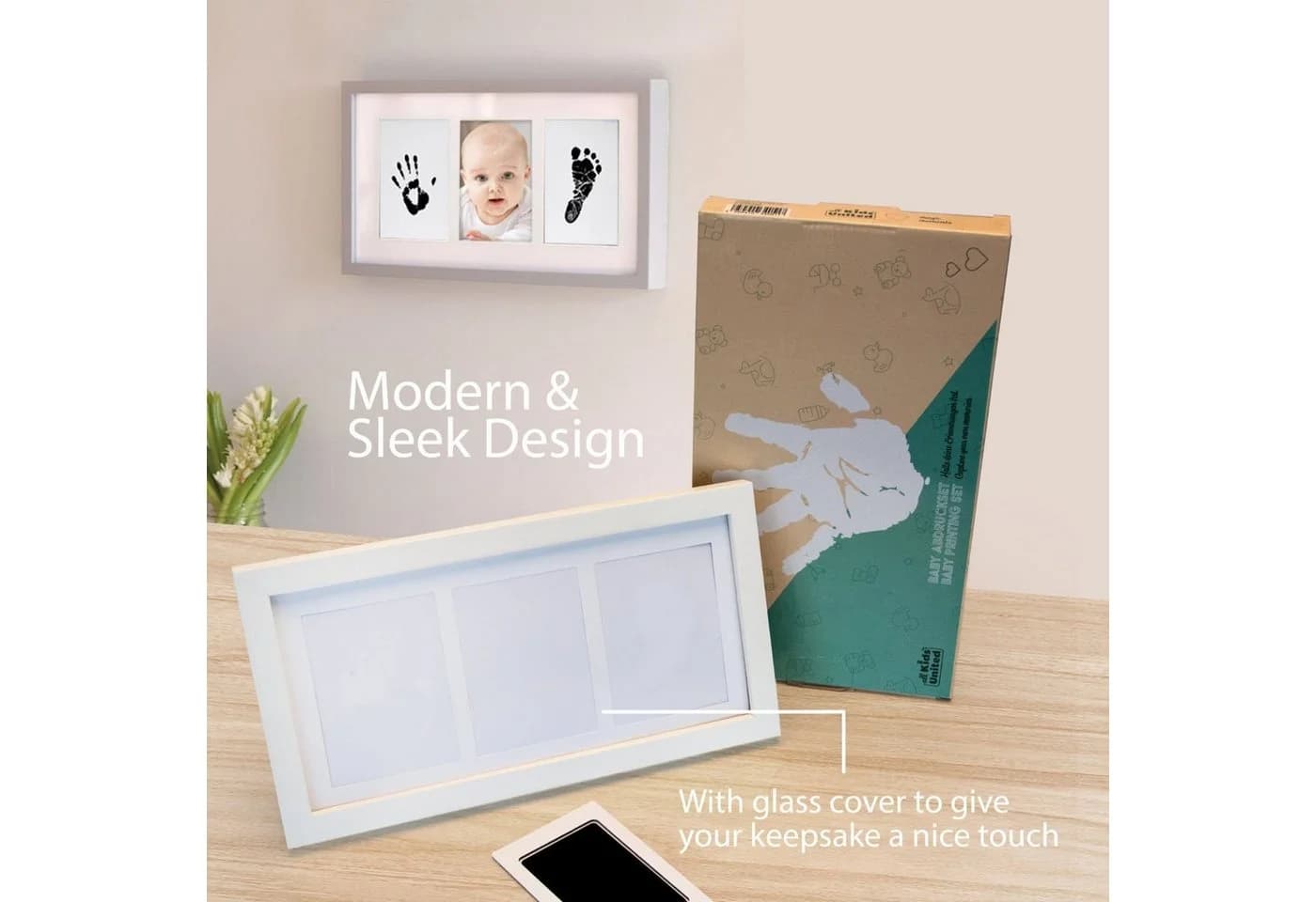 all Kids United Baby Fotorahmen Hand- und Fußabdruck Set Holzrahmen - Bild 3