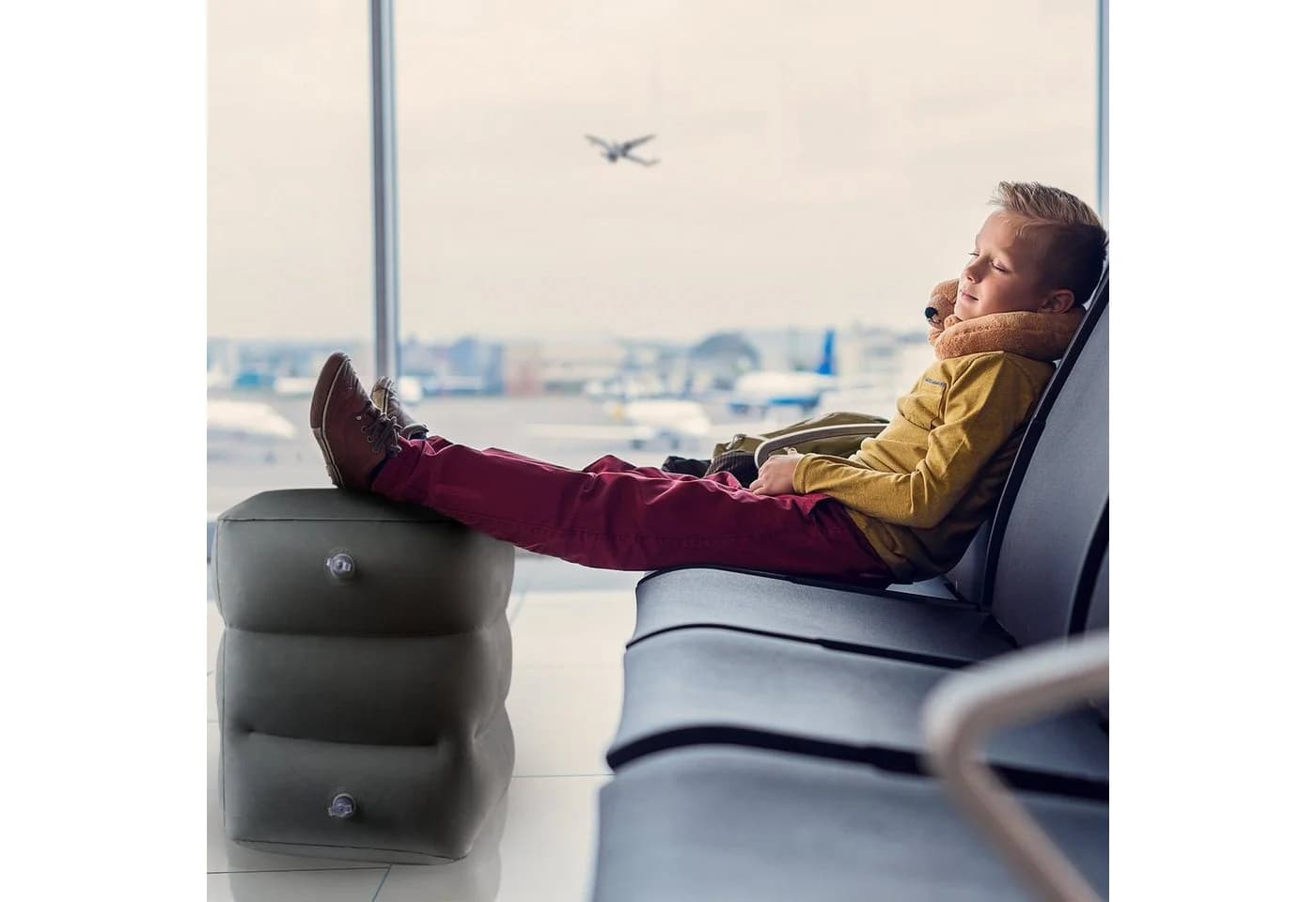 Feluna Aufblasbares Reisekissen Grau Höhenverstellbar Multifunktionskissen - Bild 4