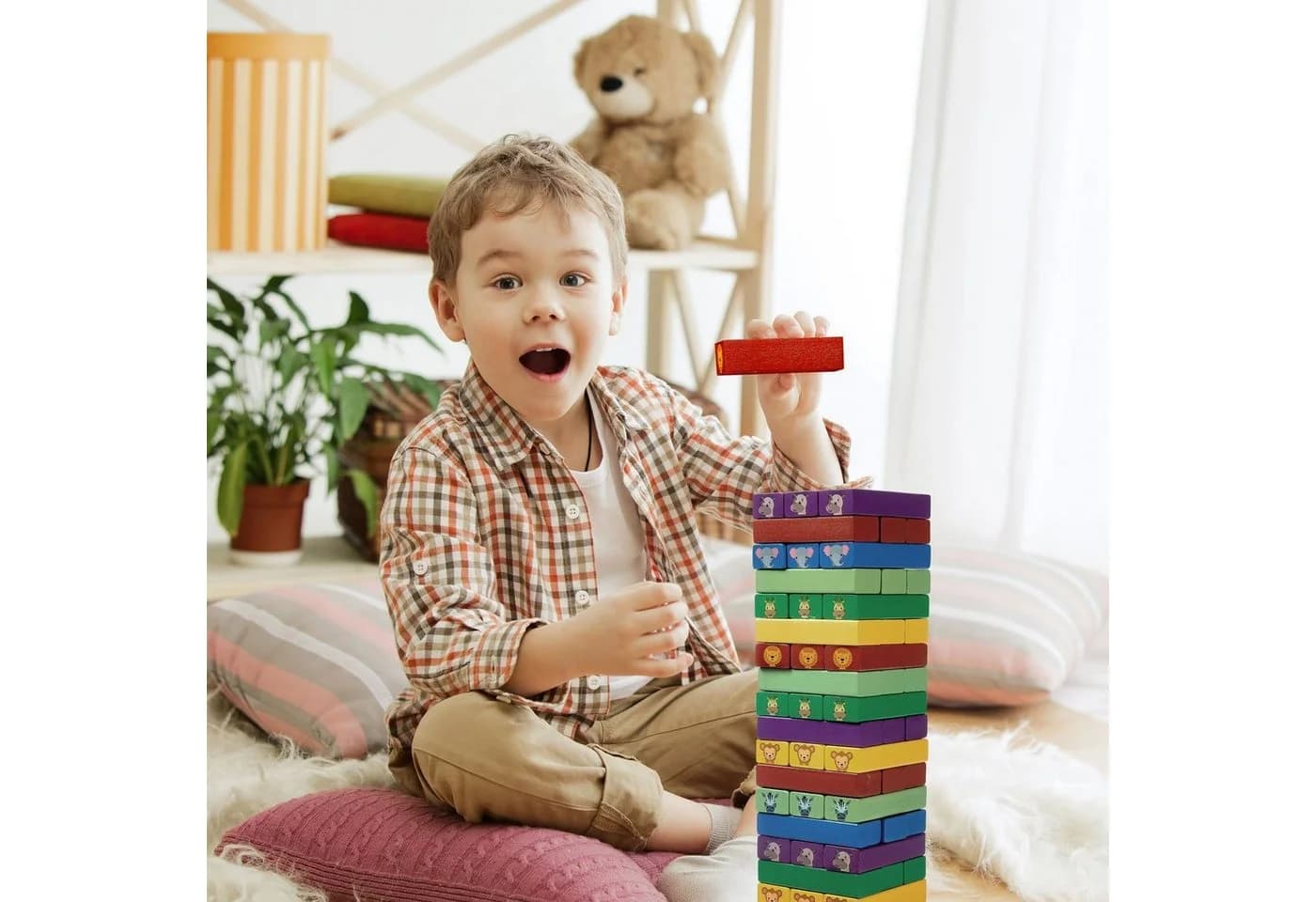 ALL KIDS UNITED Wackelturm-Spiel für Kinder – Lernspielzeug aus Holz - Bild 5