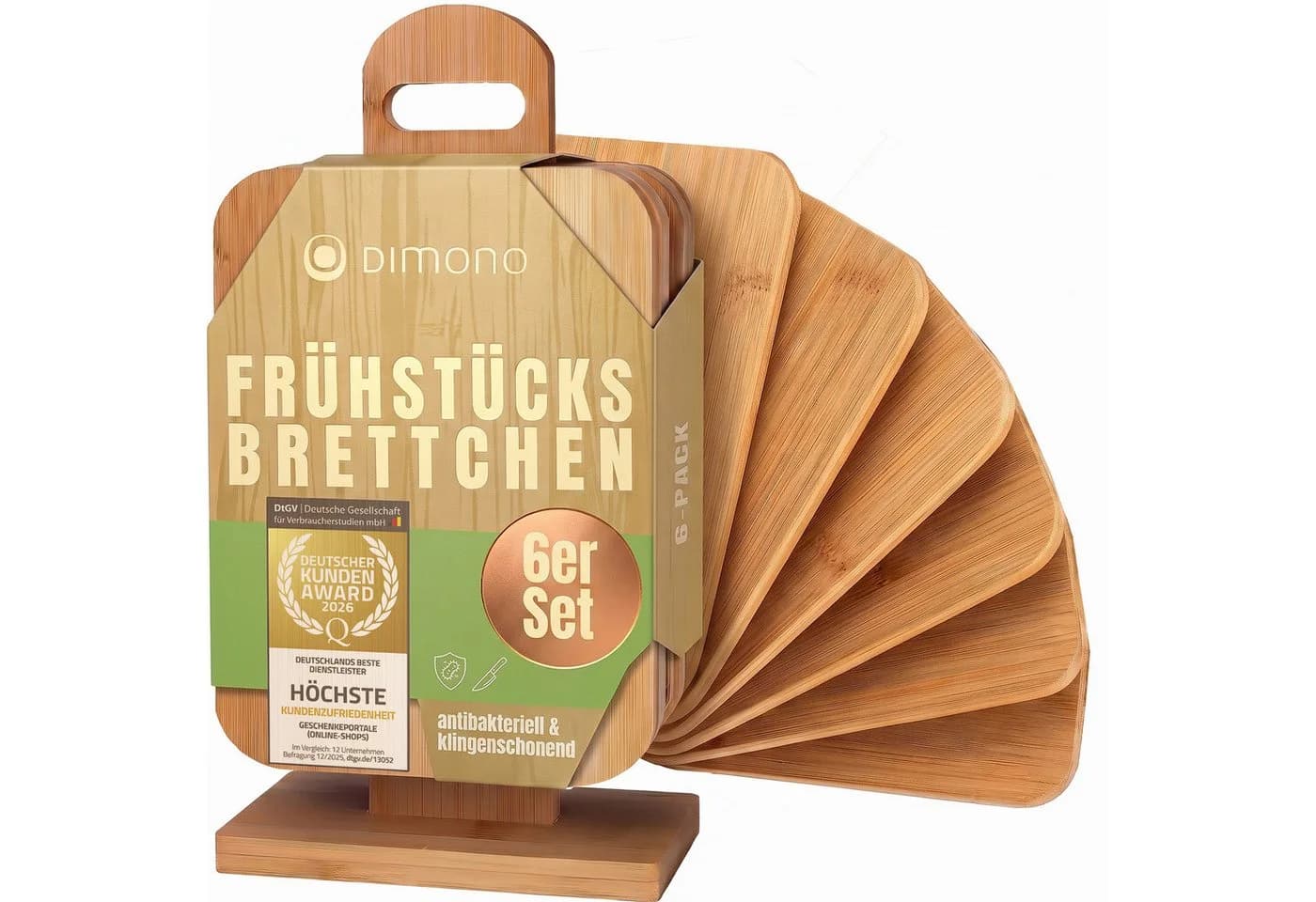 Dimono Schneidebrett Set 6-teilig Bambus Servierbretter - Bild 2