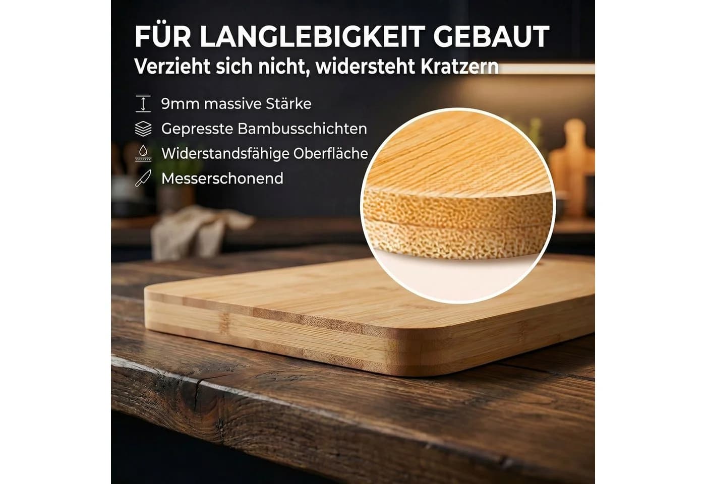 Dimono Schneidebrett Set 6-teilig Bambus Servierbretter - Bild 4