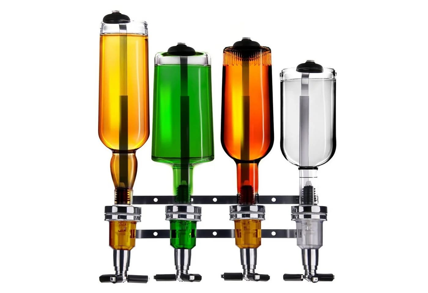 Goods+Gadgets Wandmontierter Flaschenhalter mit 4cl-Spirituosenspender Schwarz - Bild 2