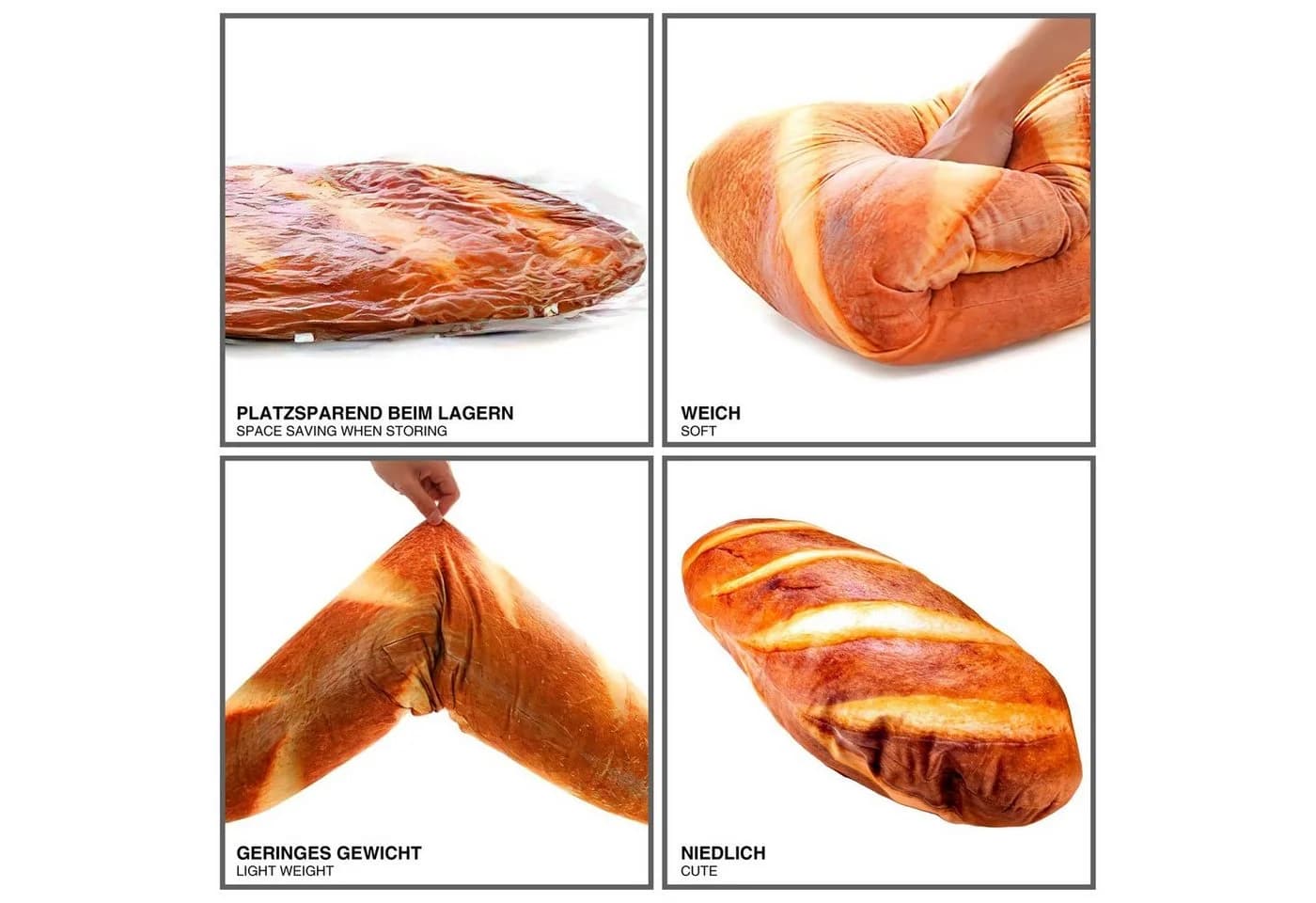 Feluna Brotkissen Baguette Zierkissen Stoffkissen Wohnaccessoires - Bild 3