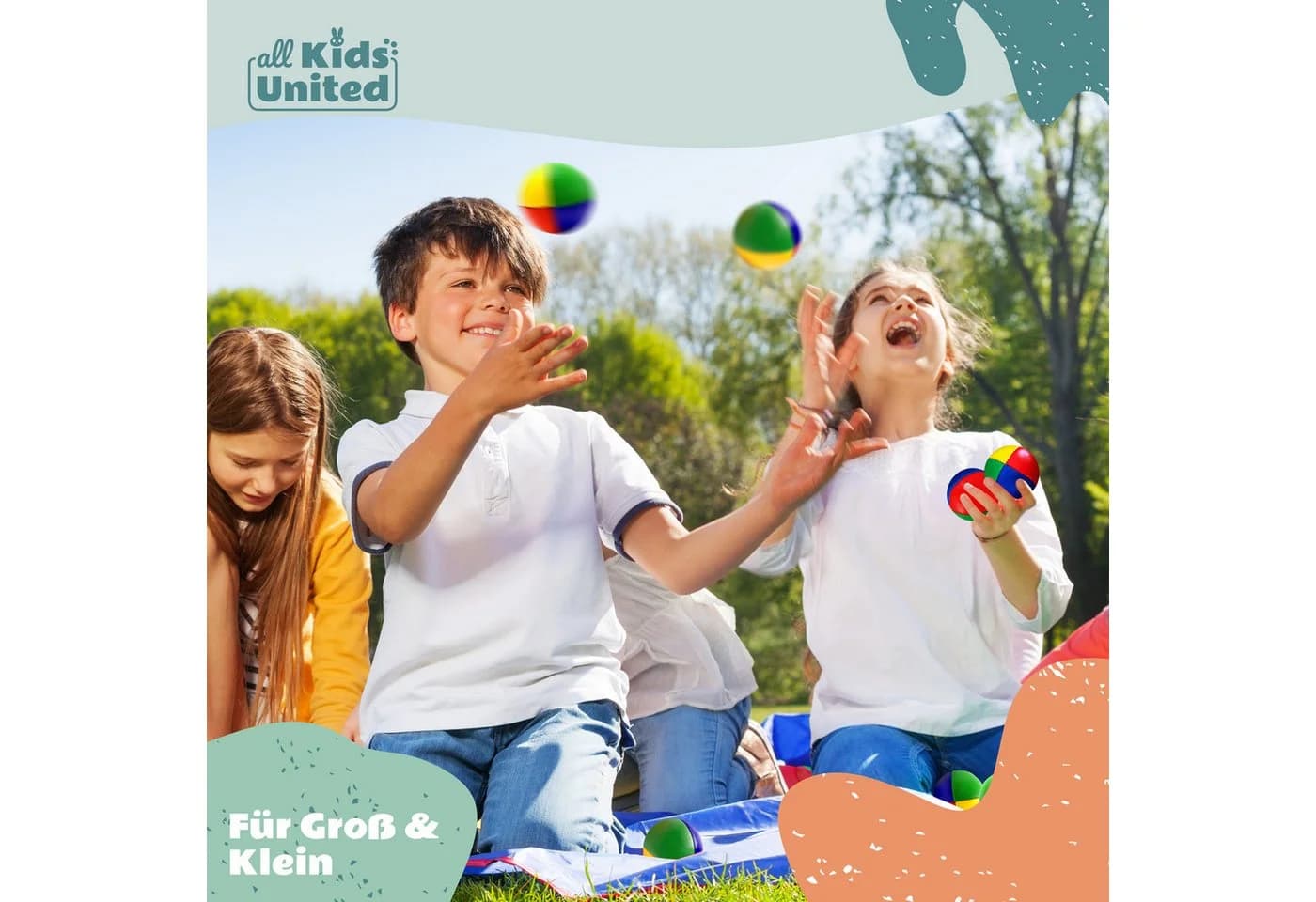 All Kids United 5er Jonglierbälle Set Sandgefüllt mit Jute-Beutel Bunt - Bild 4