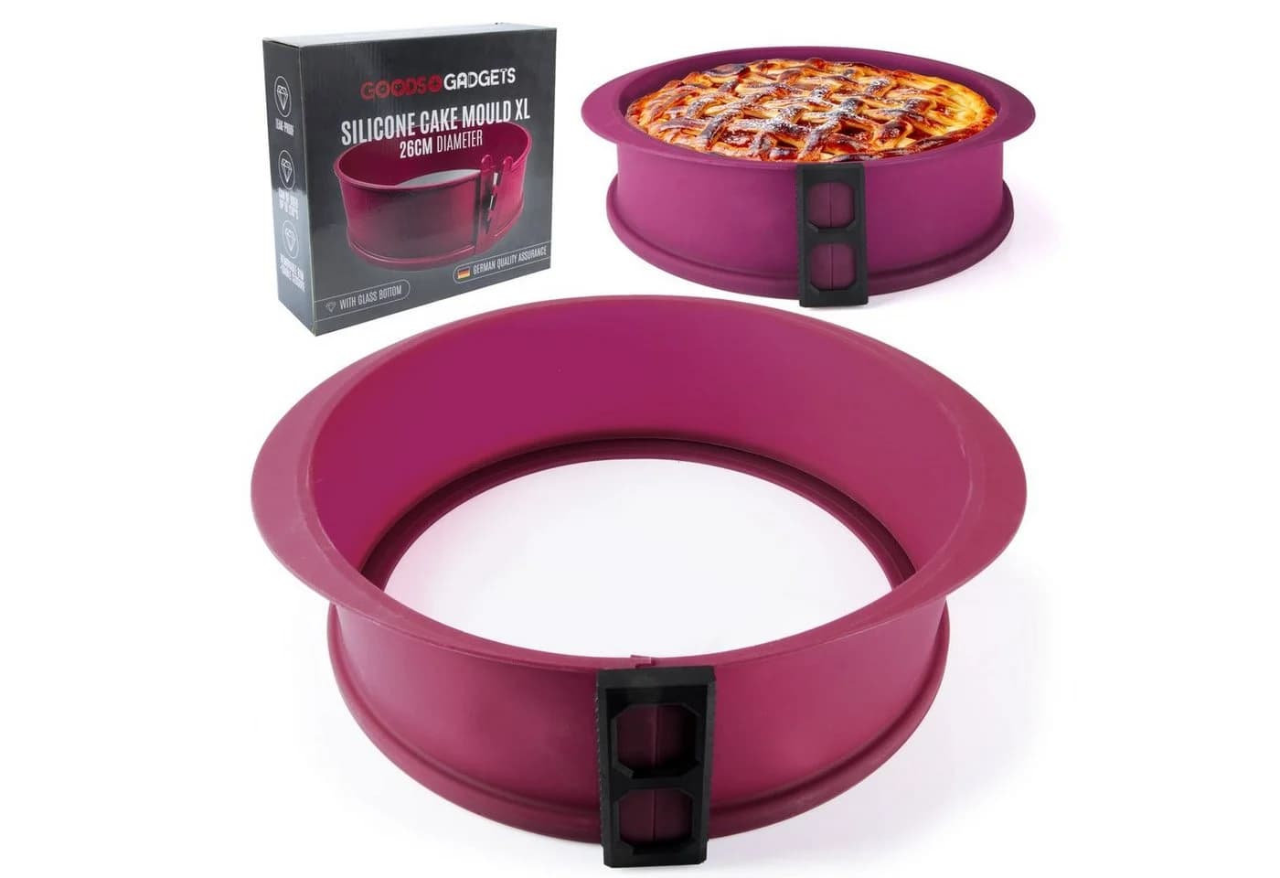 Goods+Gadgets Silikon Springform 23 cm mit Glasboden Antihaft - Bild 2