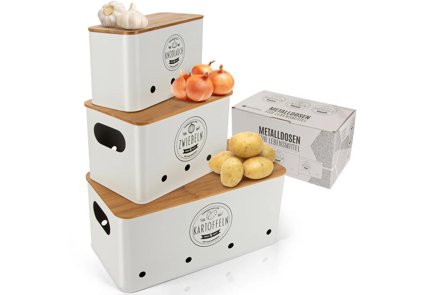 DIMONO 3er Vorratsbox Set für Kartoffeln & Zwiebeln - Bild 2