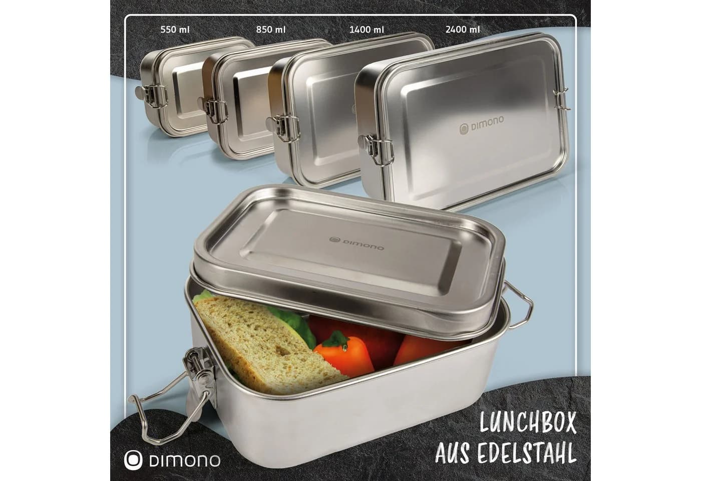 Dimono Edelstahl Brotdose 550ml Auslaufsicher BPA-frei - Bild 5