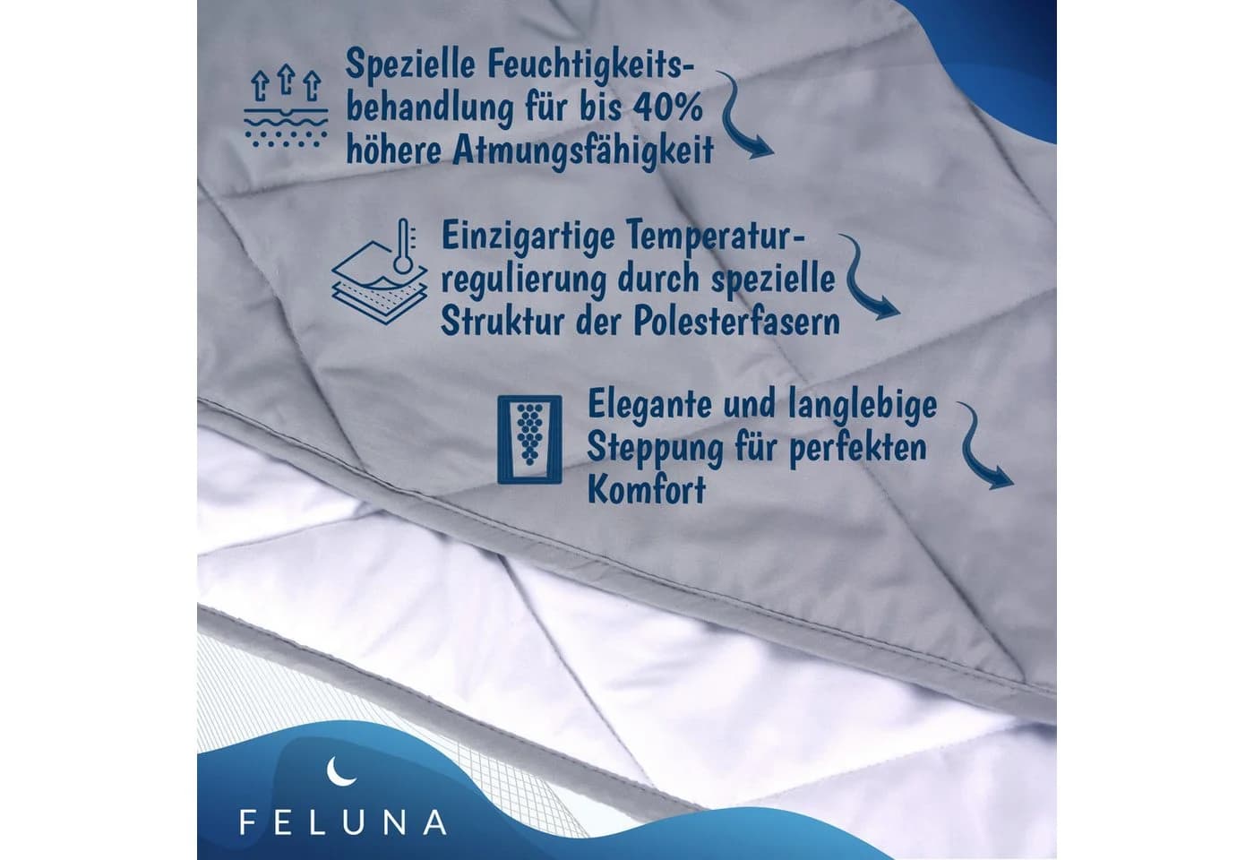 Feluna 4-Jahreszeiten Steppdecke Zweiteilig Duo Bettdecke mit Druckknöpfen - Bild 5
