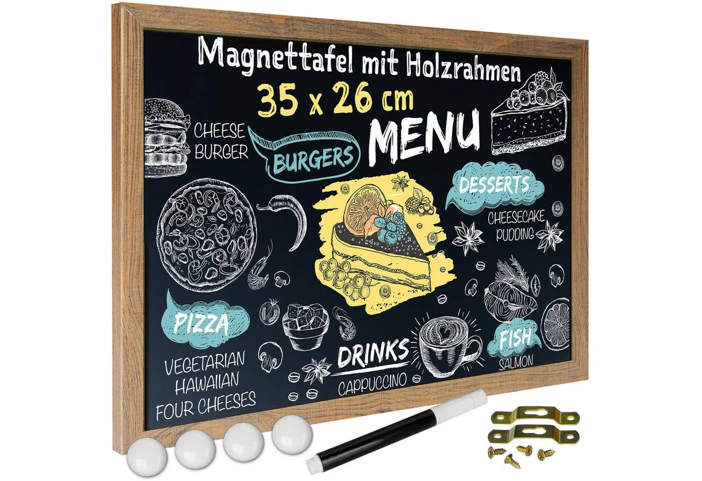 Goods+Gadgets Magnettafel Holz mit Rahmen & Kreide - Bild 2
