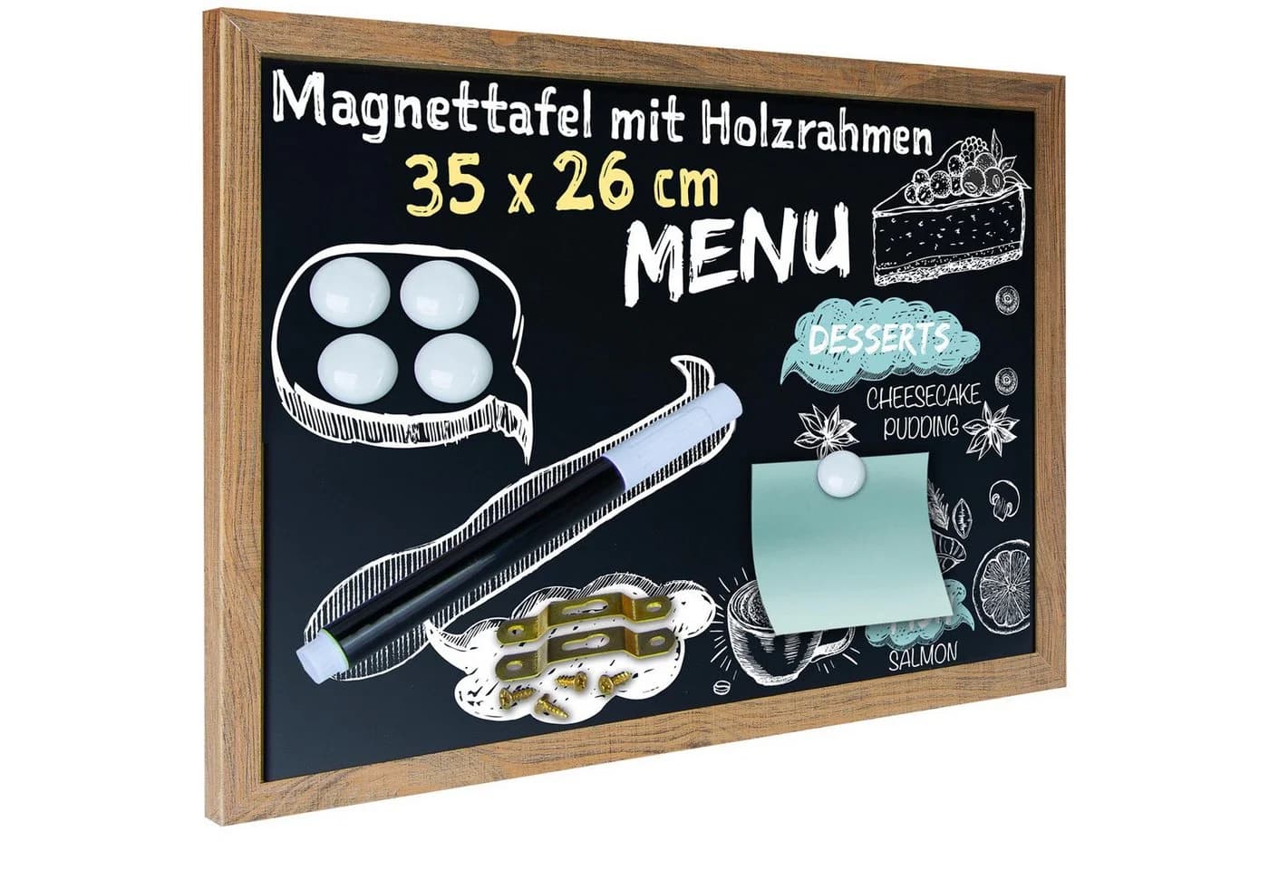 Goods+Gadgets Magnettafel Holz mit Rahmen & Kreide - Bild 3