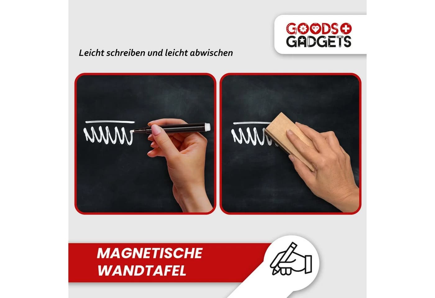 Goods+Gadgets Magnettafel Holz mit Rahmen & Kreide - Bild 5