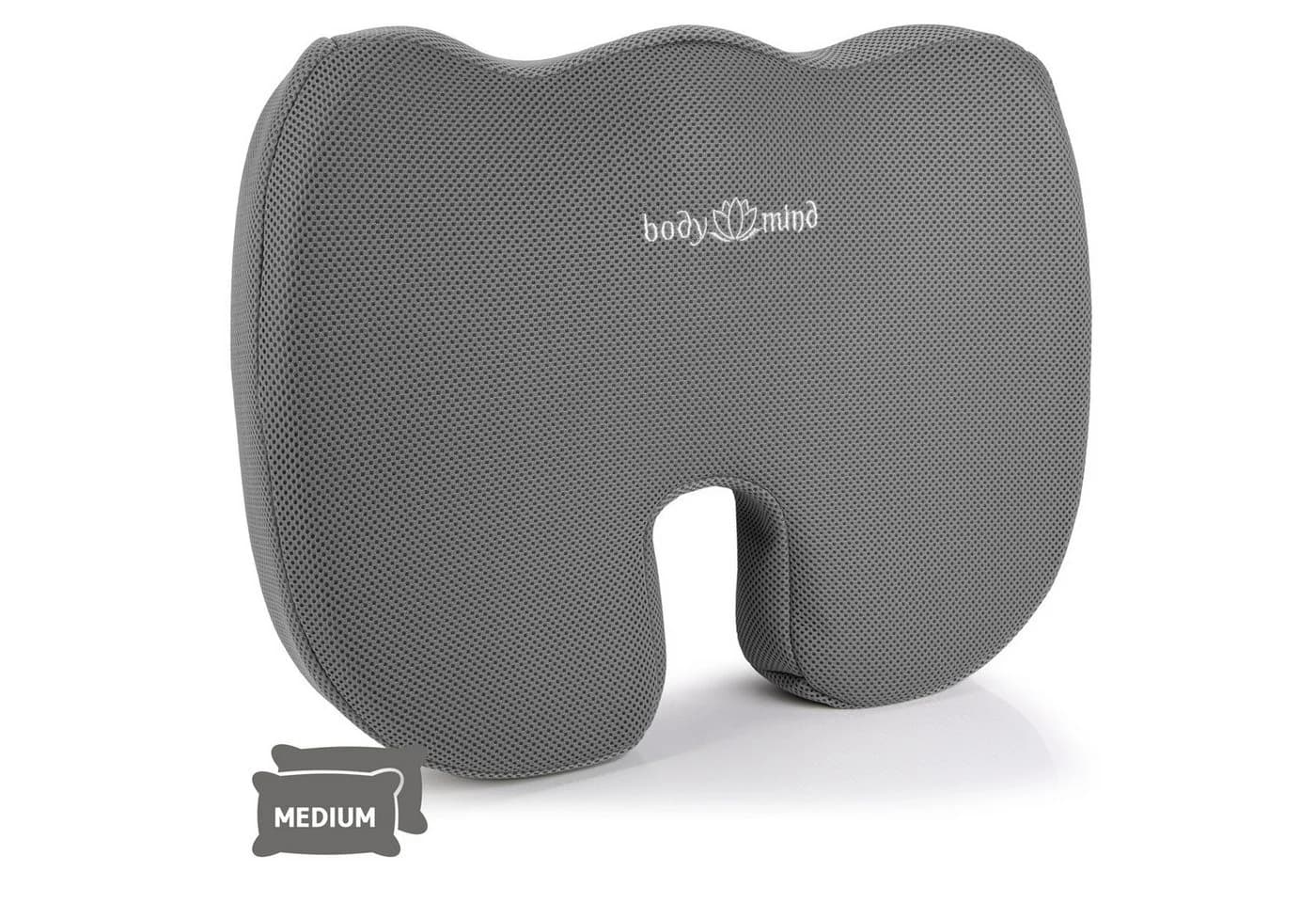 Body & Mind Sitzkissen Orthopädisches Keilkissen Grau Memory Foam - Bild 2