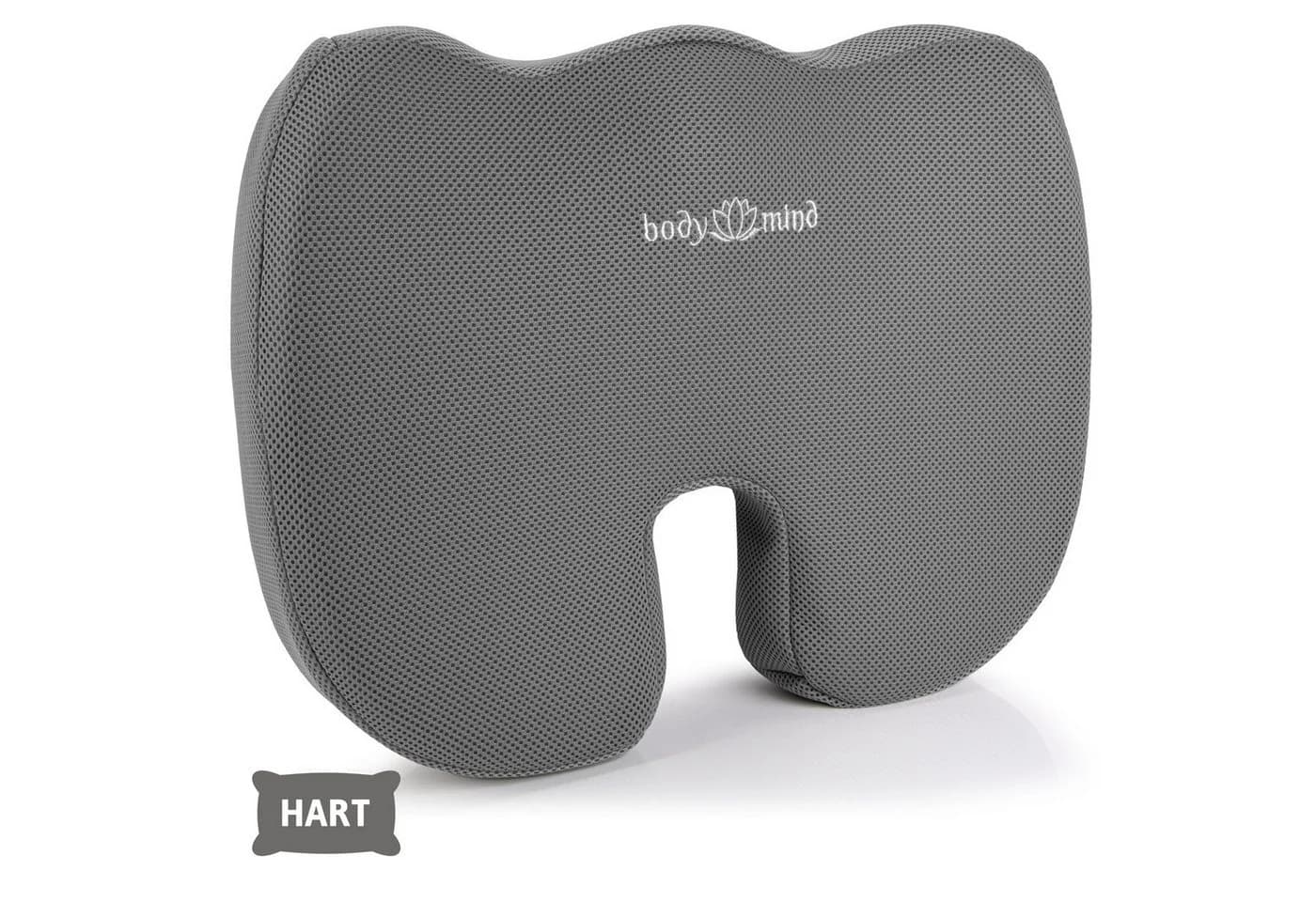 Body & Mind Sitzkissen Orthopädisches Keilkissen Grau Memory Foam - Bild 2
