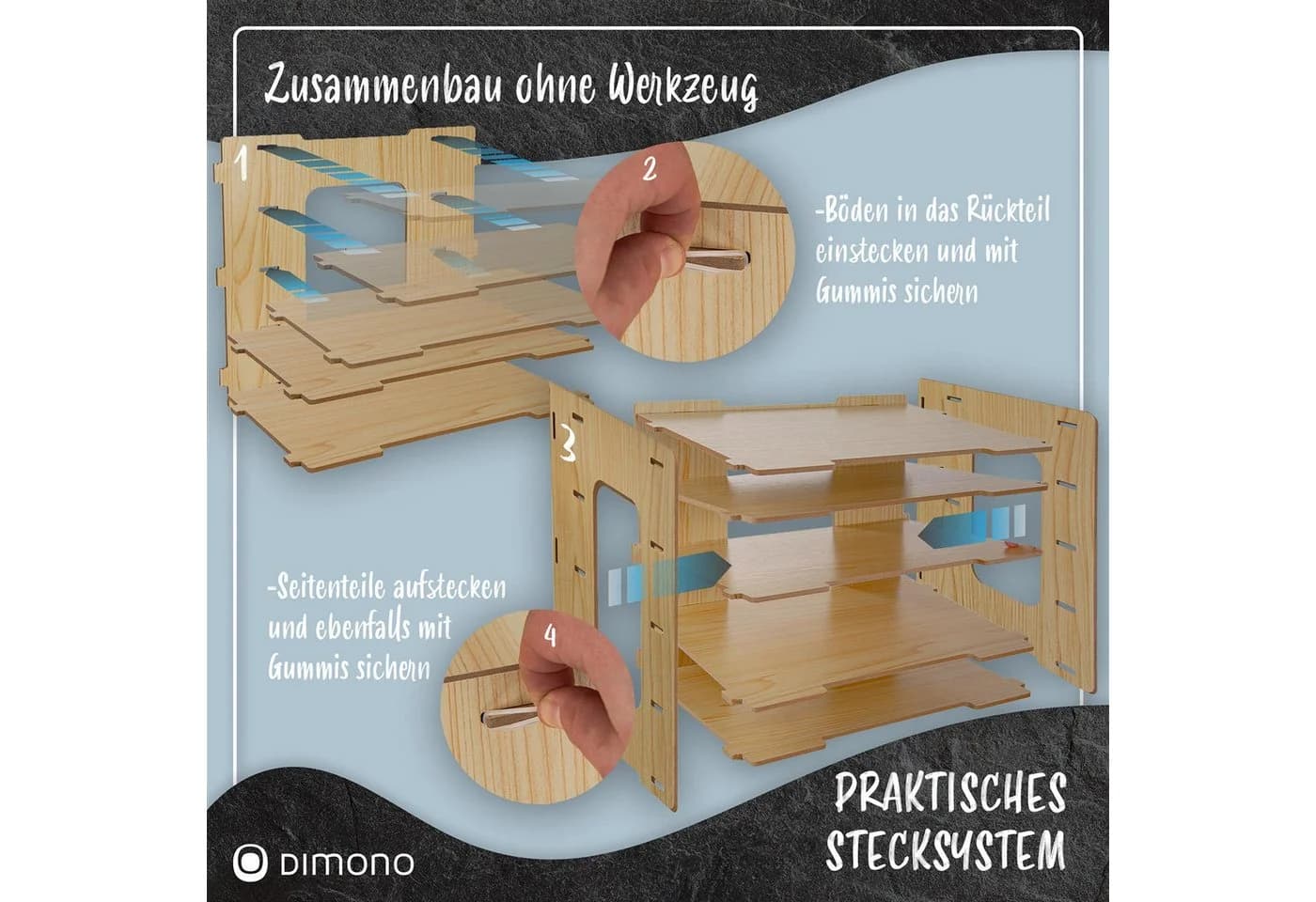 Dimono Dokumentenhalter Bambus Faltbar 5 Fächer Büro Organizer - Bild 3