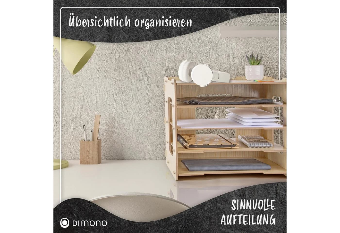 Dimono Dokumentenhalter Bambus Faltbar 5 Fächer Büro Organizer - Bild 5