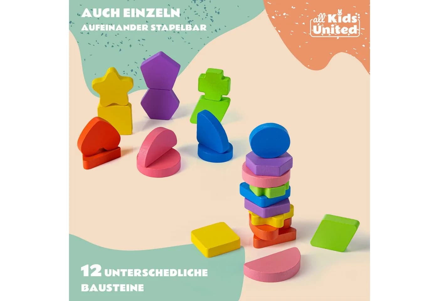 All Kids United Steckspielzeug Holz 13-tlg. Lernwürfel Puzzlebox für Kleinkinder - Bild 3