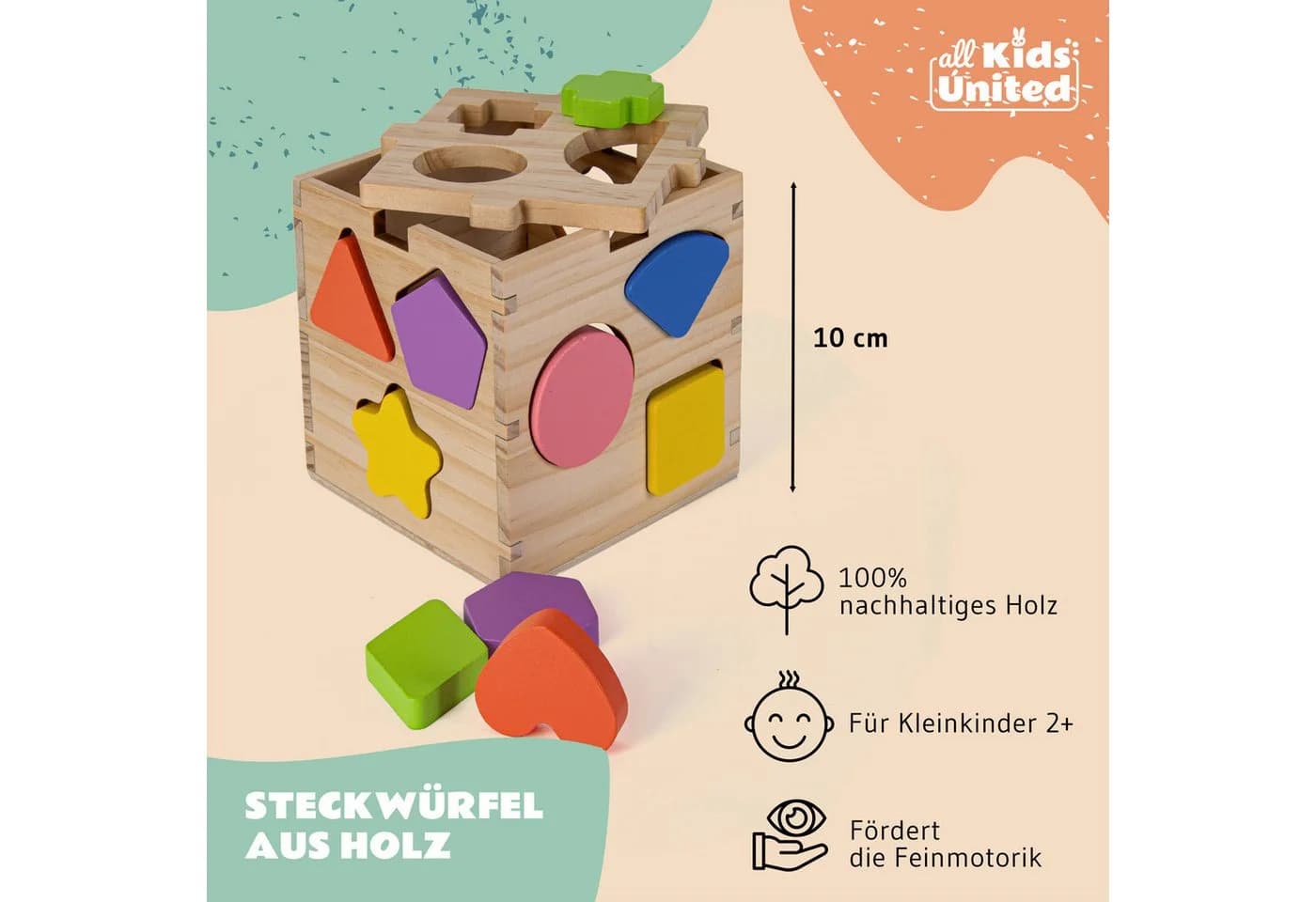 All Kids United Steckspielzeug Holz 13-tlg. Lernwürfel Puzzlebox für Kleinkinder - Bild 5