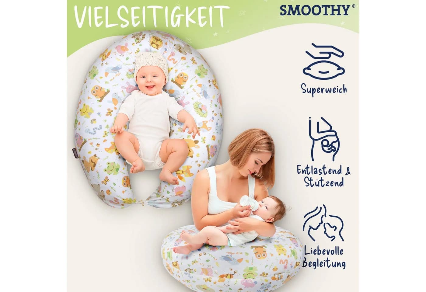 Smoothy Stillkissen Schwangerschafts- & Stillkissen – Seitenschläferkissen Bunt - Bild 3
