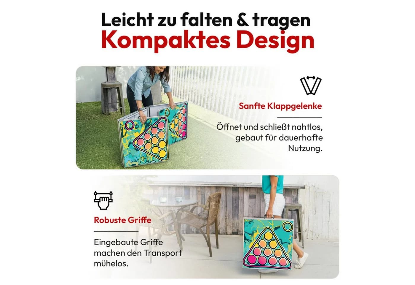 Goods+Gadgets Klappbarer Beer Pong Tisch, Aluminium, 240x55 cm - Bild 3