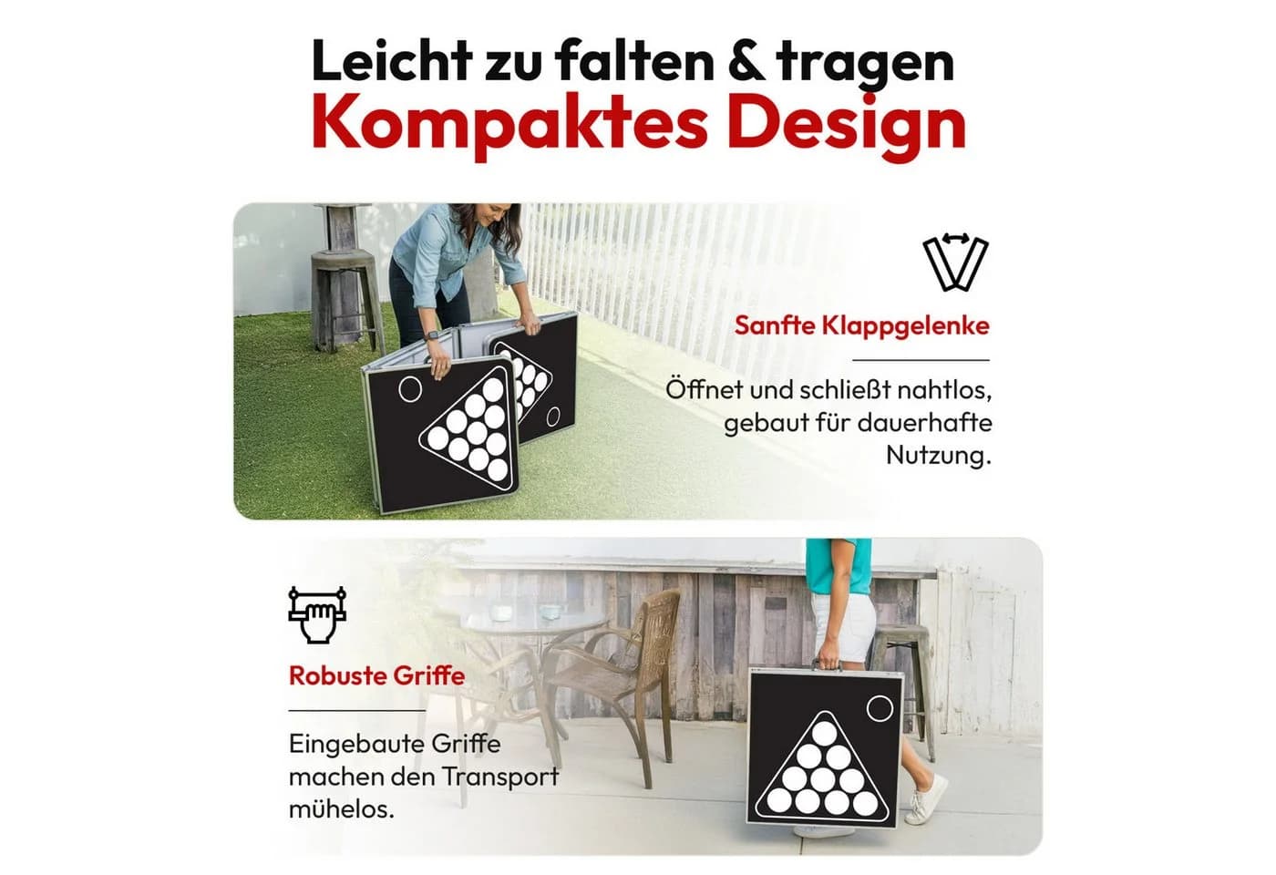 Goods+Gadgets Klappbarer Beer Pong Tisch, Höhe verstellbar, Kratzfest, Perfekt für jede Party - Bild 3