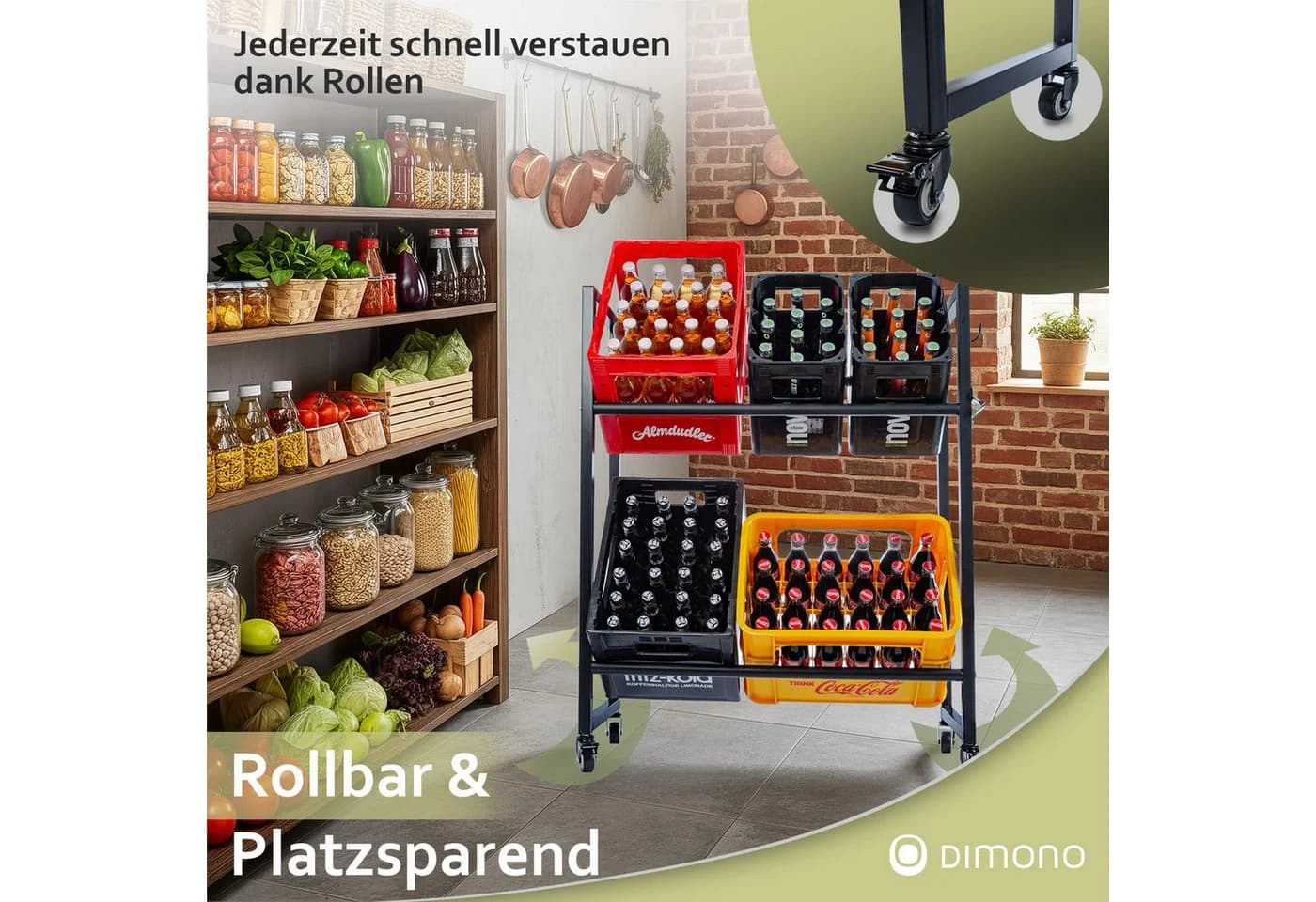 Dimono Rollbares Getränkekistenregal aus Metall