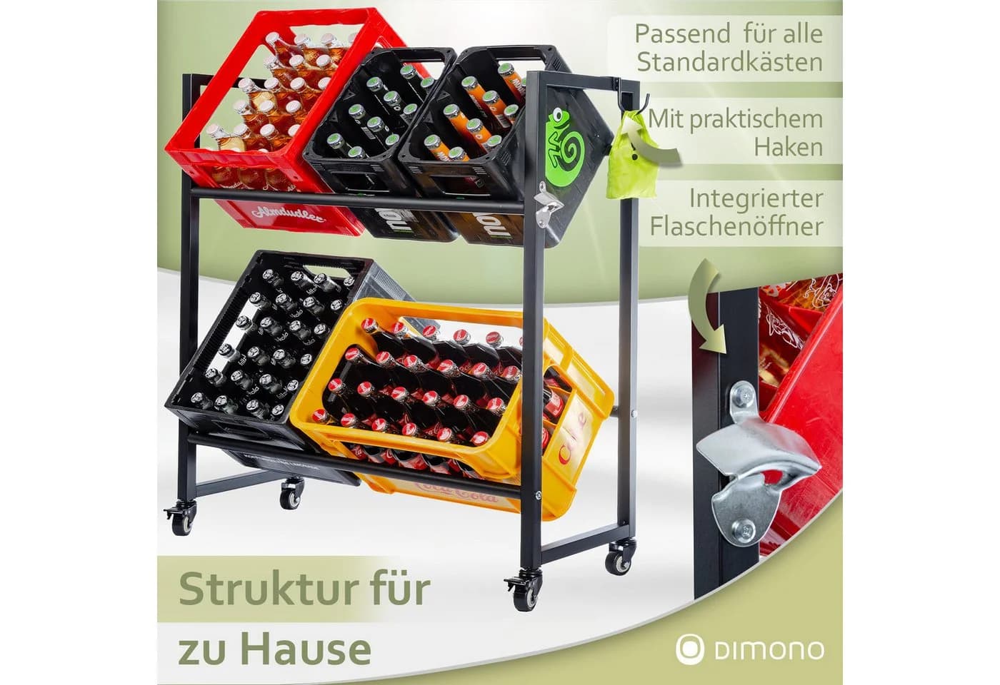 Dimono Rollbares Getränkekistenregal aus Metall - Bild 4