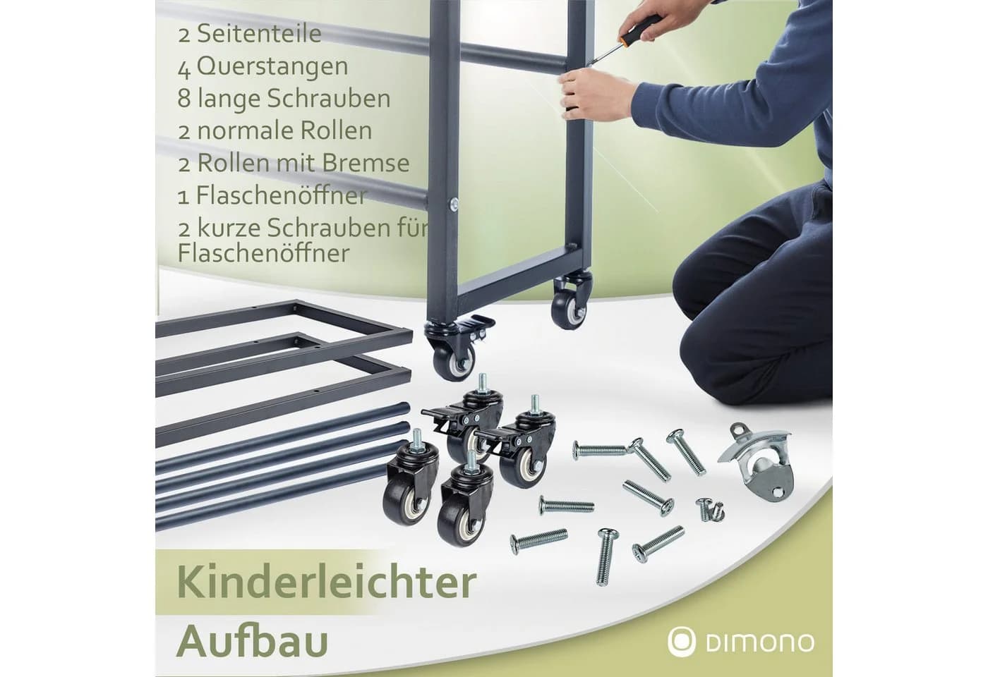 Dimono Rollbares Getränkekistenregal aus Metall - Bild 5