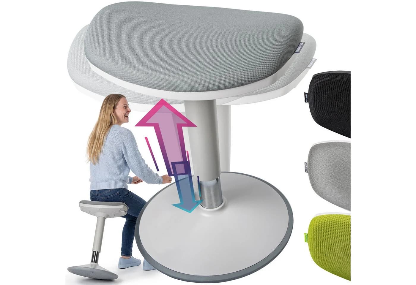 Werkfox Hocker Wackelhocker mit Schwingeffekt Grau - Bild 2