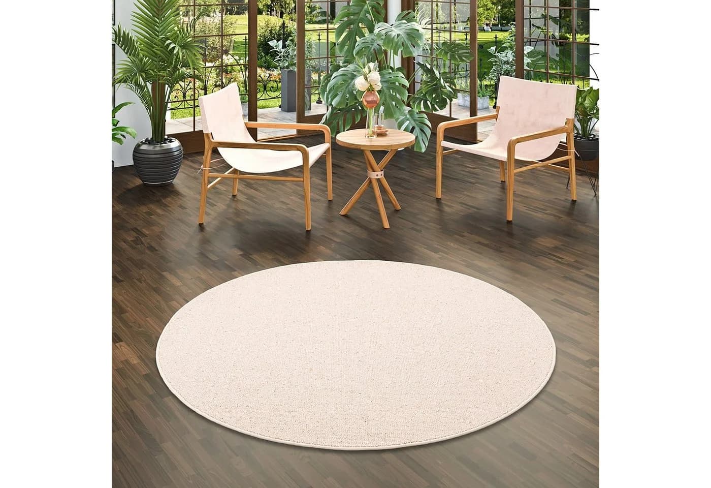 Snapstyle Wollteppich Natur Teppich Wolle Berber Rund 10 mm - Bild 2