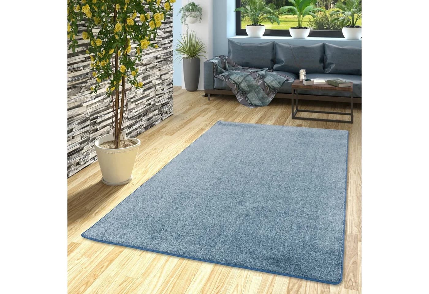 Snapstyle Veloursteppich Luna Hochflor Blau Rechteckig - Bild 2