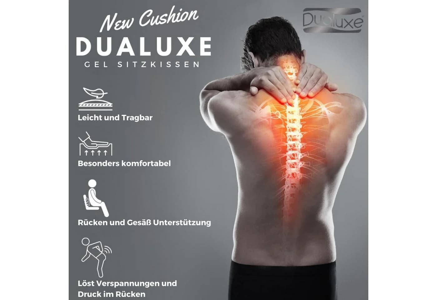 Best Direct® Sitzkissen Dualuxe Gelkissen Schwarz/Beige - Bild 4