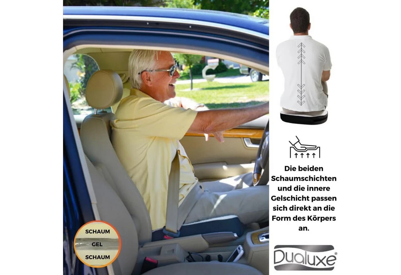 Best Direct® Sitzkissen Dualuxe Gelkissen Schwarz/Beige - Bild 5