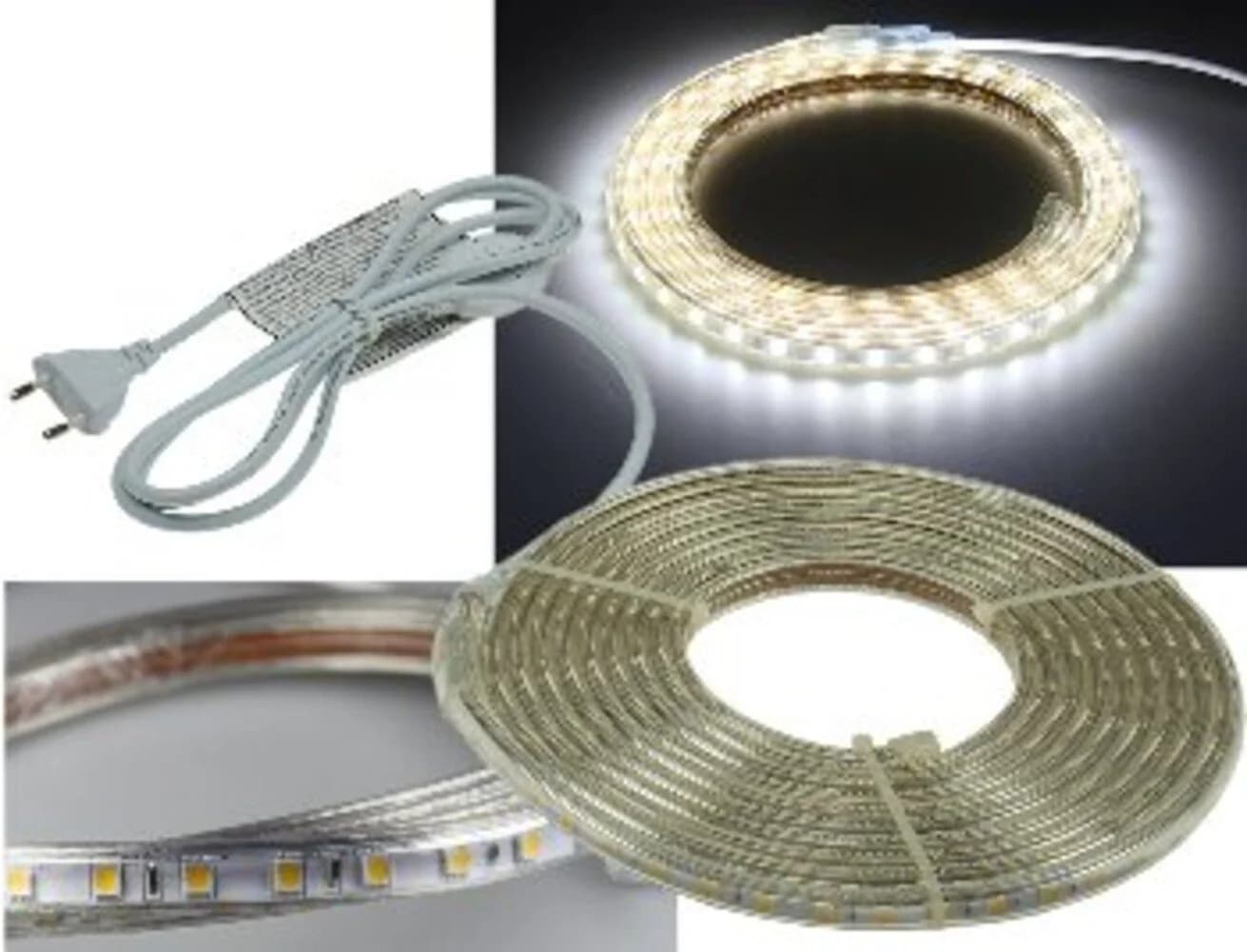 ChiliTec LED-Streifen 230V 5m Kaltweiß IP44 Dimmbar