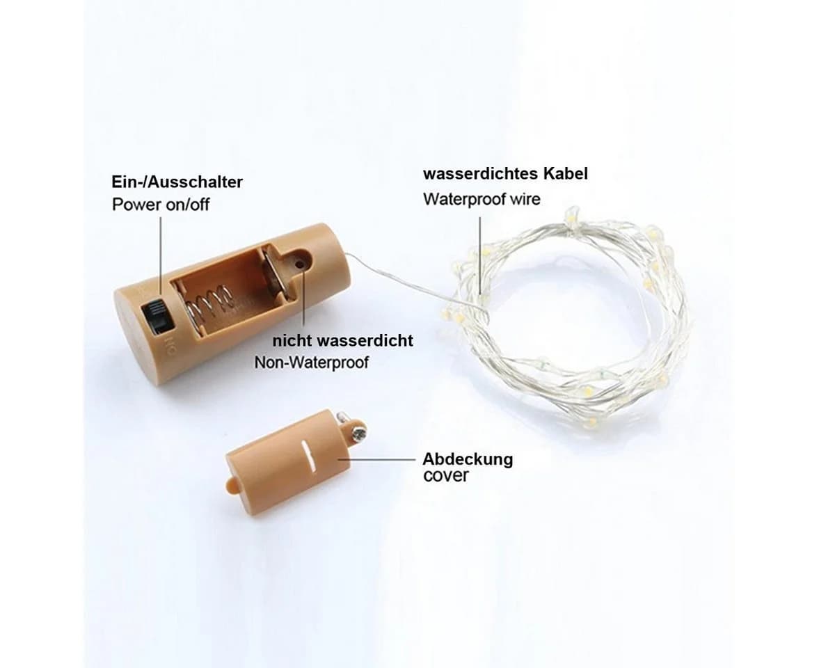 ChiliTec LED-Lichterkette 10er Pack Flaschenbeleuchtung Warmweiß - Bild 4