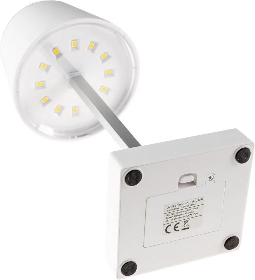 ChiliTec LED Tischleuchte 26cm Weiß Dimmbar Warmweiß - Bild 3