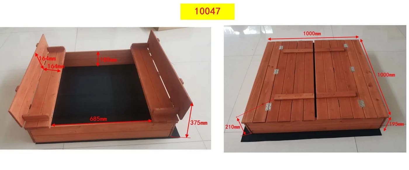 metra-direkt Sandkasten Massivholz mit Deckel und Sitzbänken - Bild 4