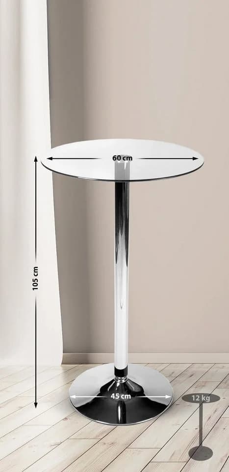 CLP Bartisch Stehtisch Rund, mit Glas-Tischplatte & Metall-Gestell - Bild 3