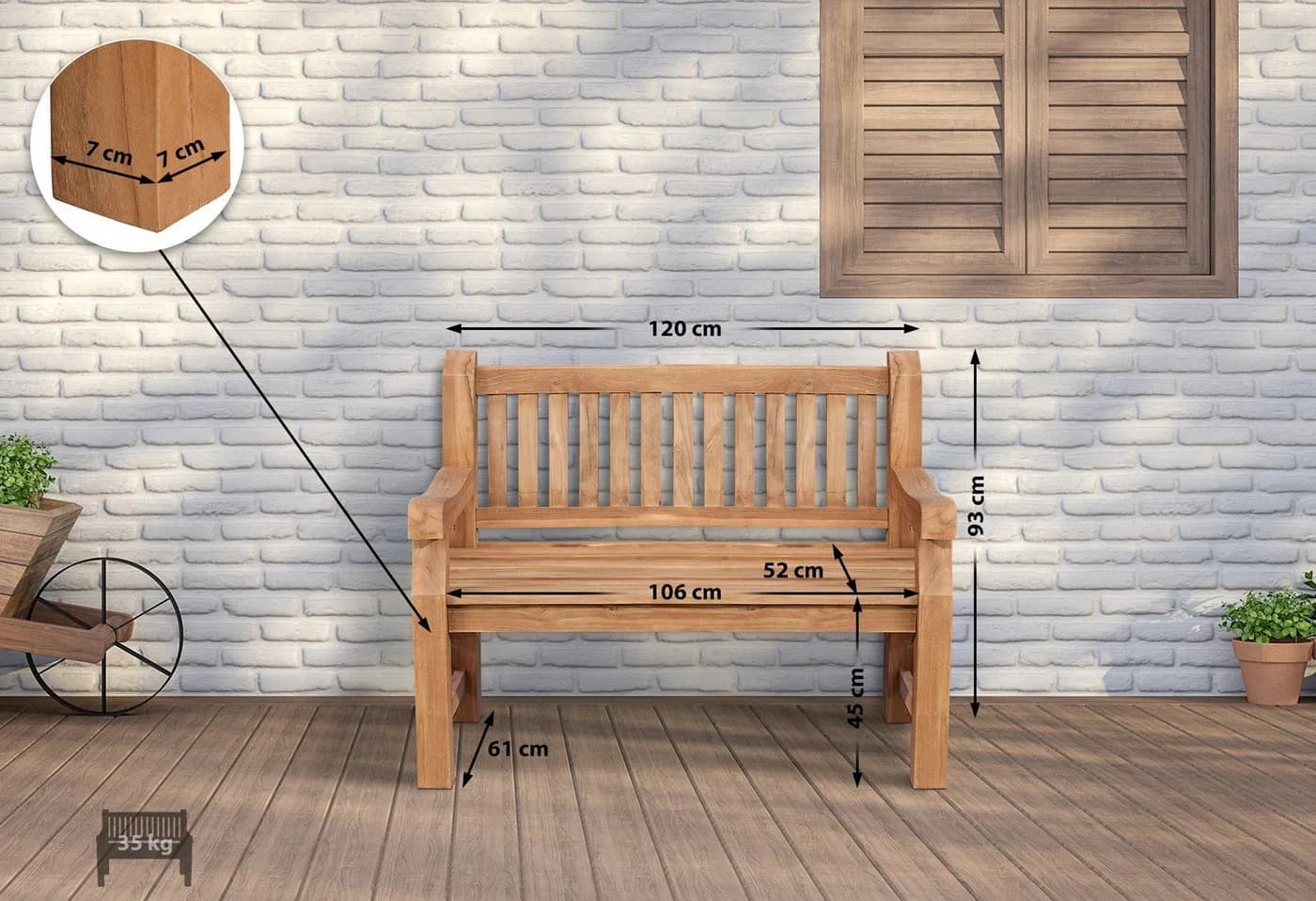 CLP Gartenbank Teakbank Jackson V2 wetterfest Teakholz