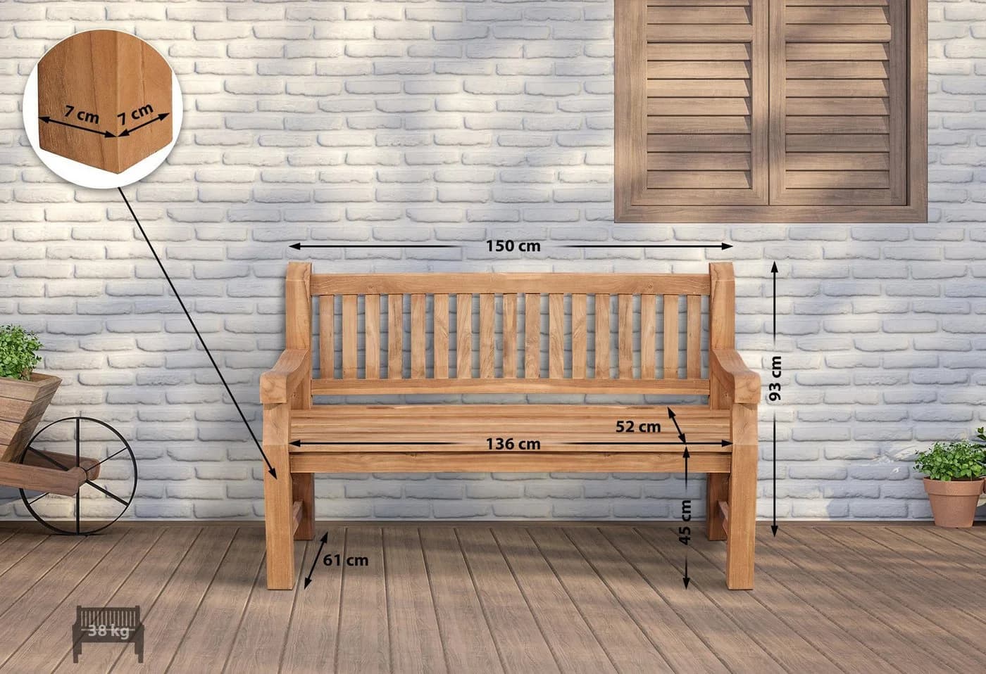 CLP Gartenbank Teakbank Jackson V2 aus wetterfestem Teakholz