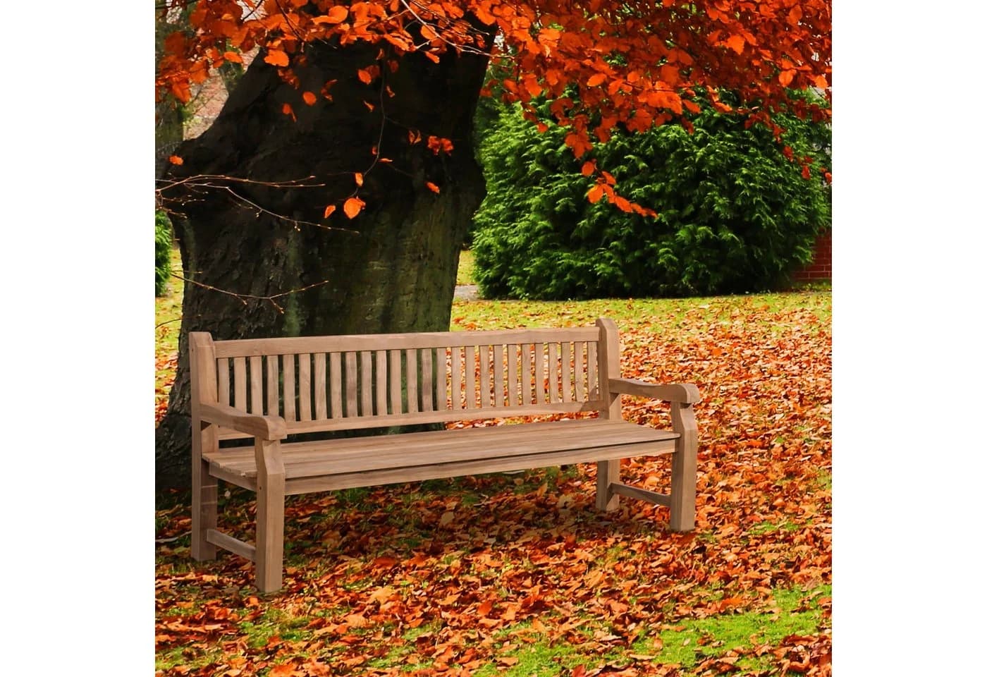CLP Gartenbank Teakbank Jackson V2 mit Rückenlehne - Wetterfestes Teakholz - Bild 5