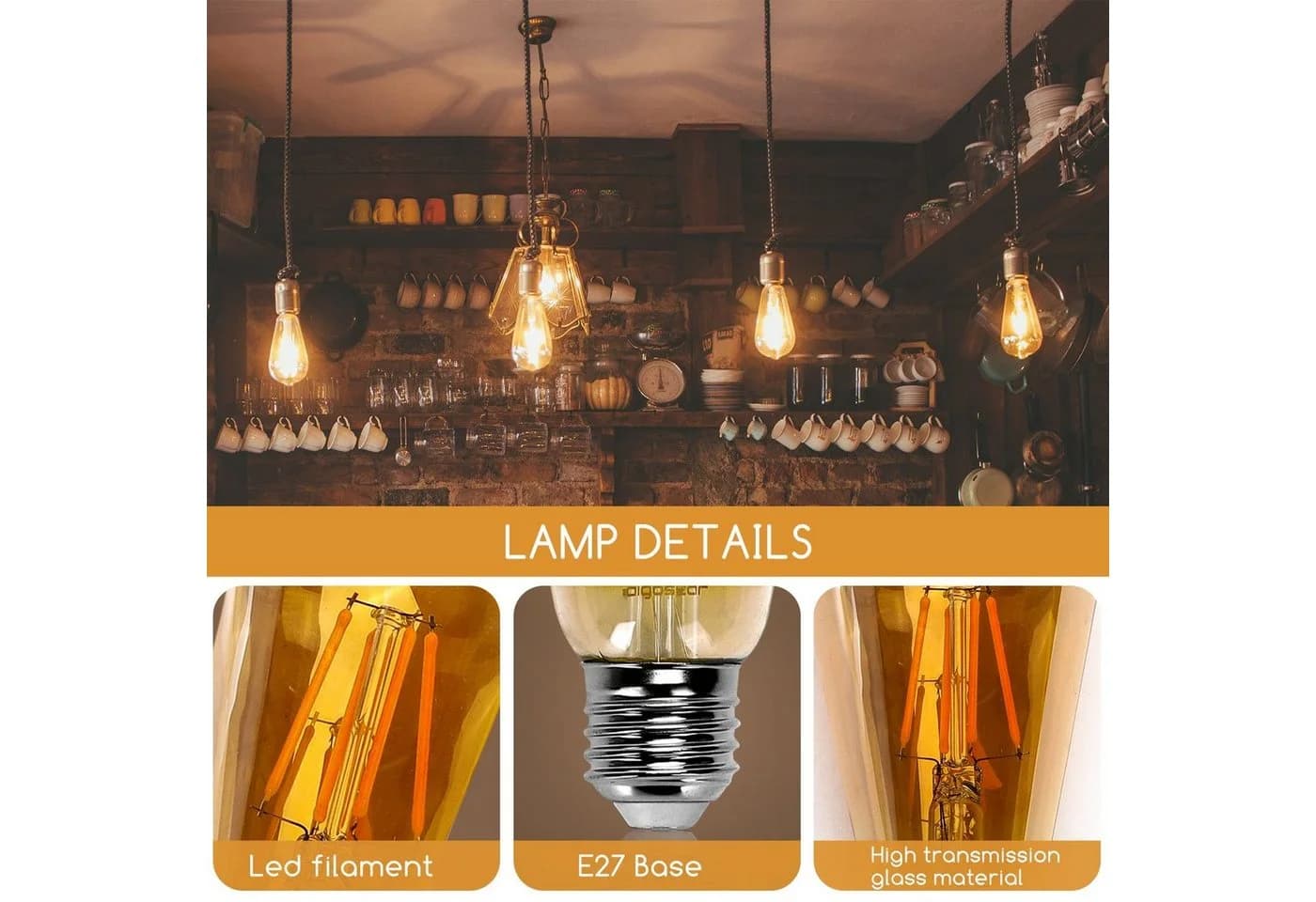 Aigostar LED-Leuchtmittel ST64 E27 Retro 12W 1320 Lumen Warmweiß - Bild 4