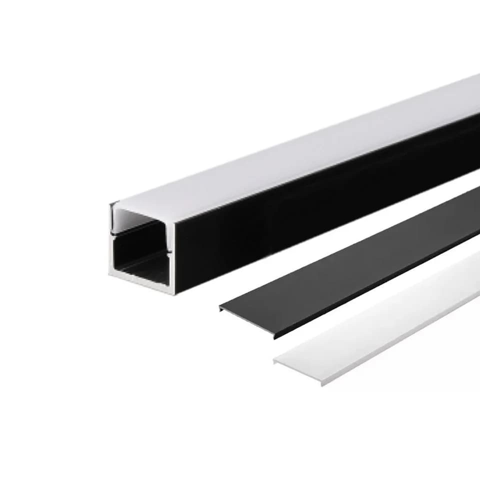 ENERGMiX LED Aluprofil Schwarz 1m U-Profil mit Abdeckungen - Bild 2