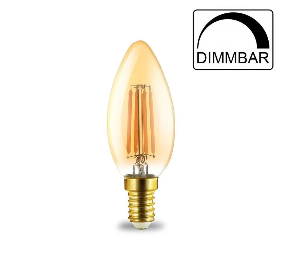 Aigostar 5er Set E14 LED Filament Kerze 4W Warmweiß Dimmbar